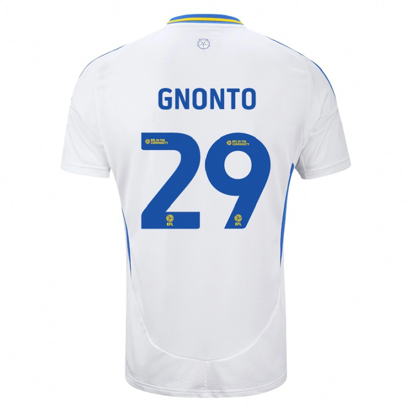 Danxen Femme Maillot Wilfried Gnonto #29 Blanc Bleu Tenues Domicile 2024/25 T-Shirt