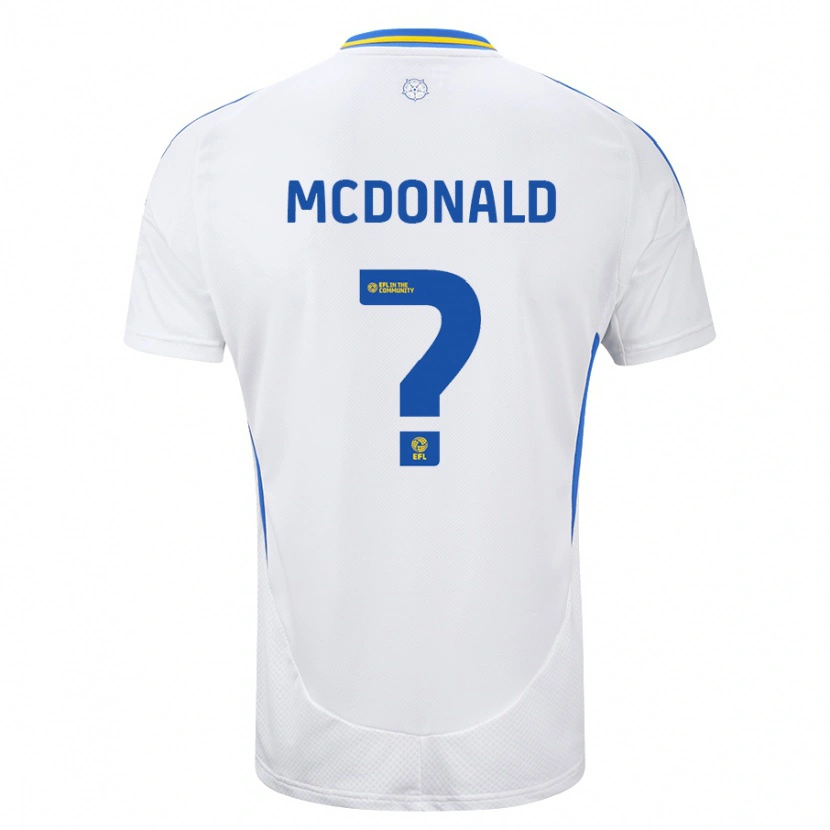Danxen Femme Maillot Josh Mcdonald #0 Blanc Bleu Tenues Domicile 2024/25 T-Shirt