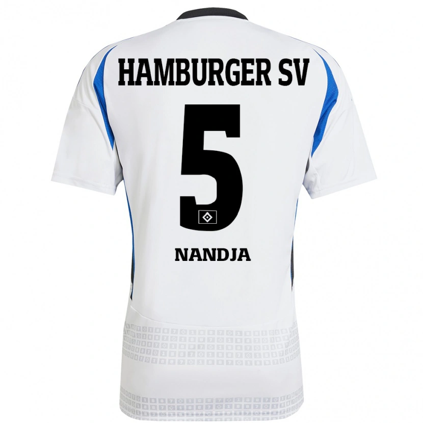 Danxen Femme Maillot Shafiq Nandja #5 Blanc Bleu Tenues Domicile 2024/25 T-Shirt