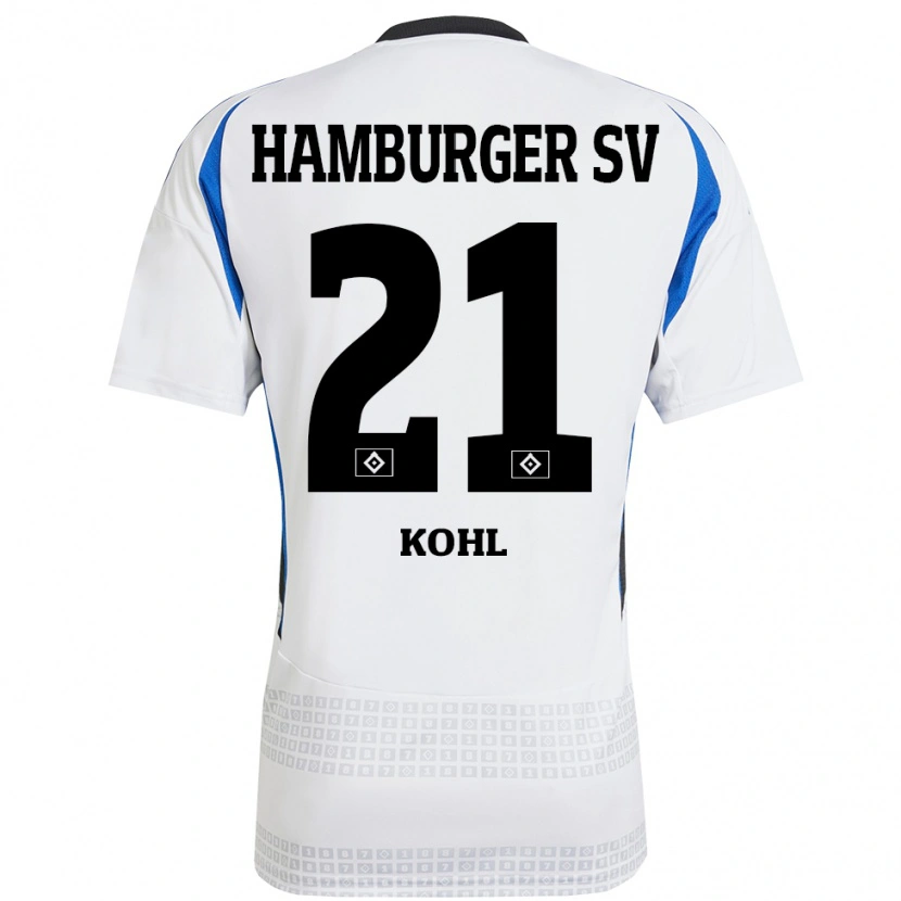 Danxen Femme Maillot Ohene Köhl #21 Blanc Bleu Tenues Domicile 2024/25 T-Shirt