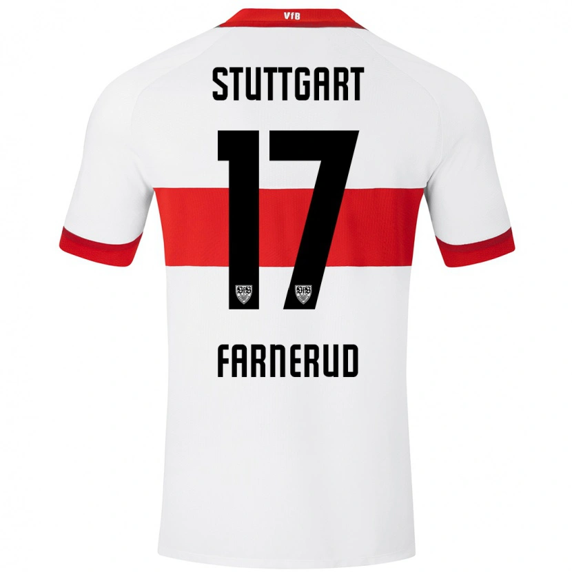 Danxen Femme Maillot Colin Farnerud #17 Blanc Rouge Tenues Domicile 2024/25 T-Shirt