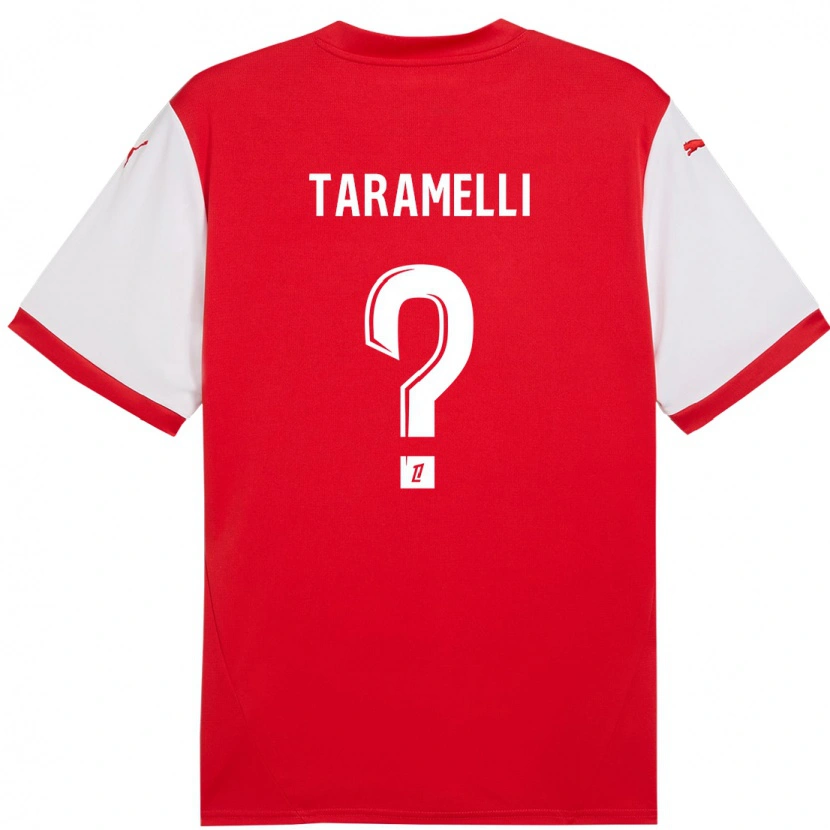 Danxen Femme Maillot Valentin Taramelli #0 Rouge Blanc Tenues Domicile 2024/25 T-Shirt