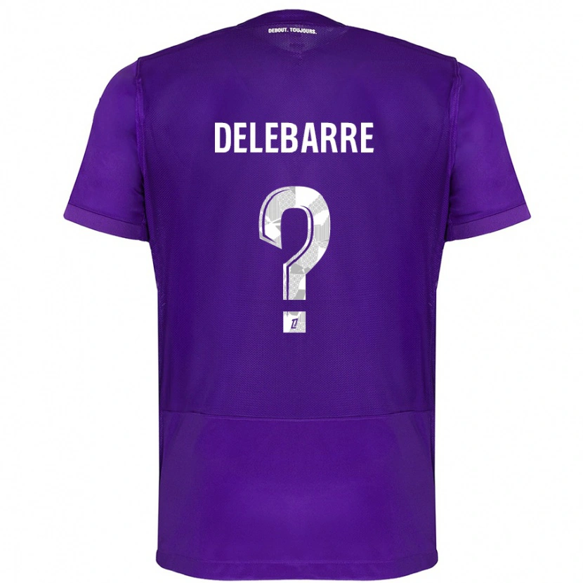 Danxen Femme Maillot Mathis Delebarre #0 Violet Blanc Tenues Domicile 2024/25 T-Shirt