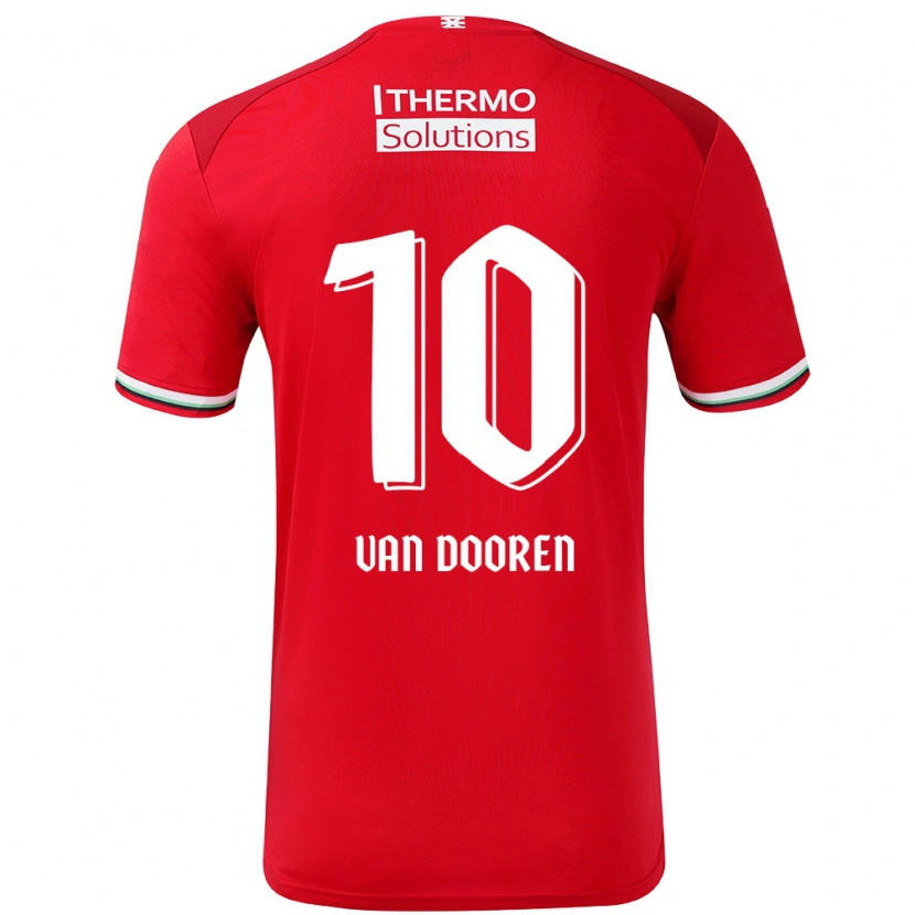 Danxen Femme Maillot Kayleigh Van Dooren #10 Rouge Blanc Tenues Domicile 2024/25 T-Shirt