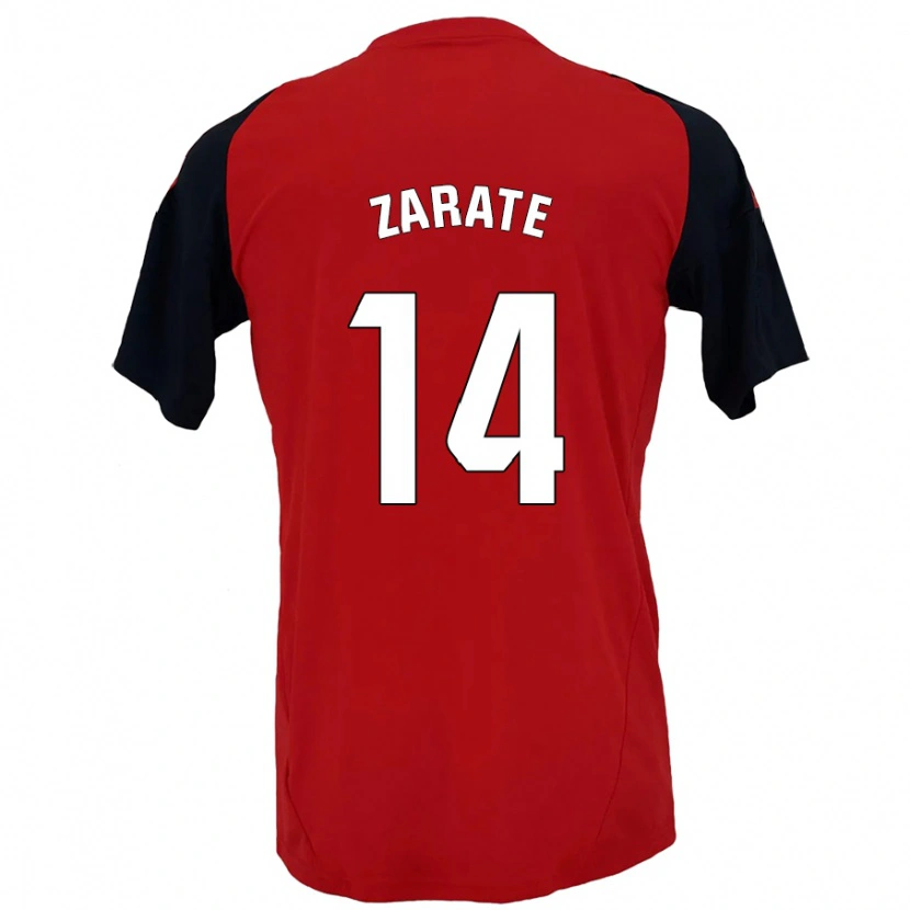 Danxen Femme Maillot Hugo Zárate #14 Rouge Noir Tenues Domicile 2024/25 T-Shirt