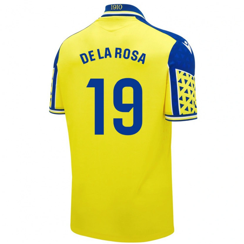 Danxen Femme Maillot José Antonio De La Rosa #19 Jaune Bleu Tenues Domicile 2024/25 T-Shirt