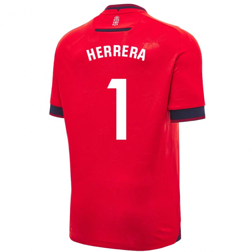 Danxen Femme Maillot Sergio Herrera #1 Rouge Blanc Tenues Domicile 2024/25 T-Shirt