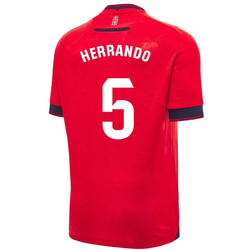 Danxen Femme Maillot Jorge Herrando #5 Rouge Blanc Tenues Domicile 2024/25 T-Shirt