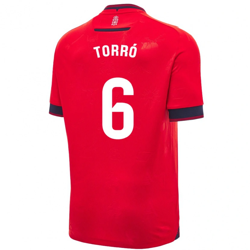 Danxen Femme Maillot Lucas Torró #6 Rouge Blanc Tenues Domicile 2024/25 T-Shirt