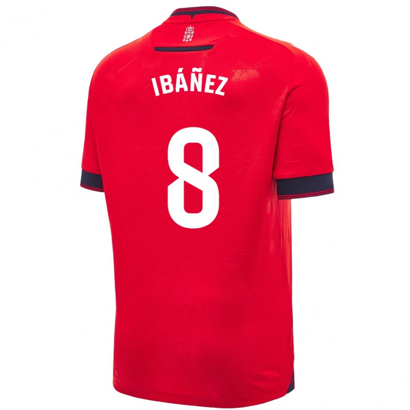 Danxen Femme Maillot Pablo Ibáñez #8 Rouge Blanc Tenues Domicile 2024/25 T-Shirt