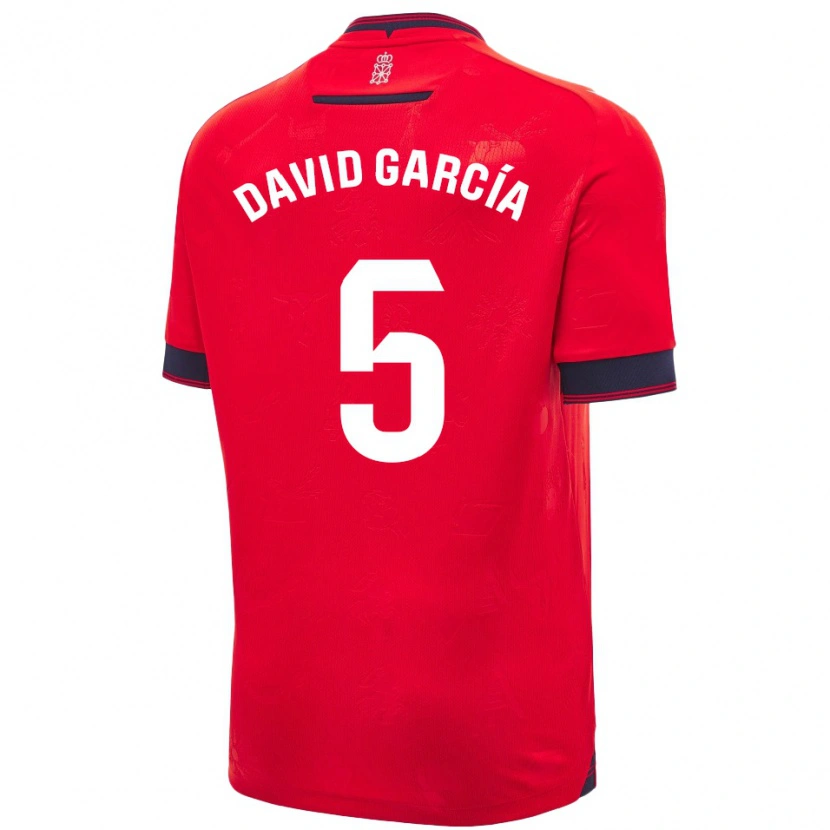 Danxen Femme Maillot David García #5 Rouge Blanc Tenues Domicile 2024/25 T-Shirt