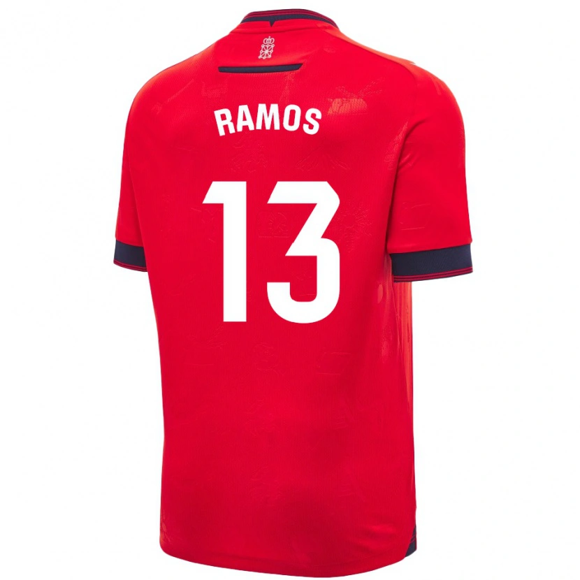 Danxen Femme Maillot Darío Ramos #13 Rouge Blanc Tenues Domicile 2024/25 T-Shirt