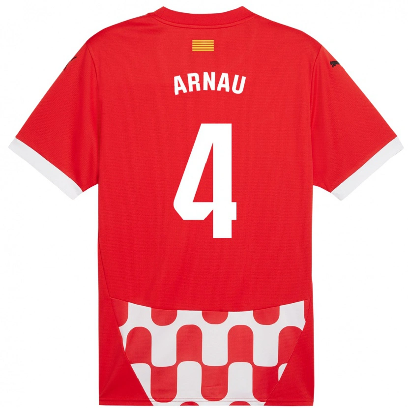 Danxen Femme Maillot Arnau Martínez #4 Rouge Blanc Tenues Domicile 2024/25 T-Shirt