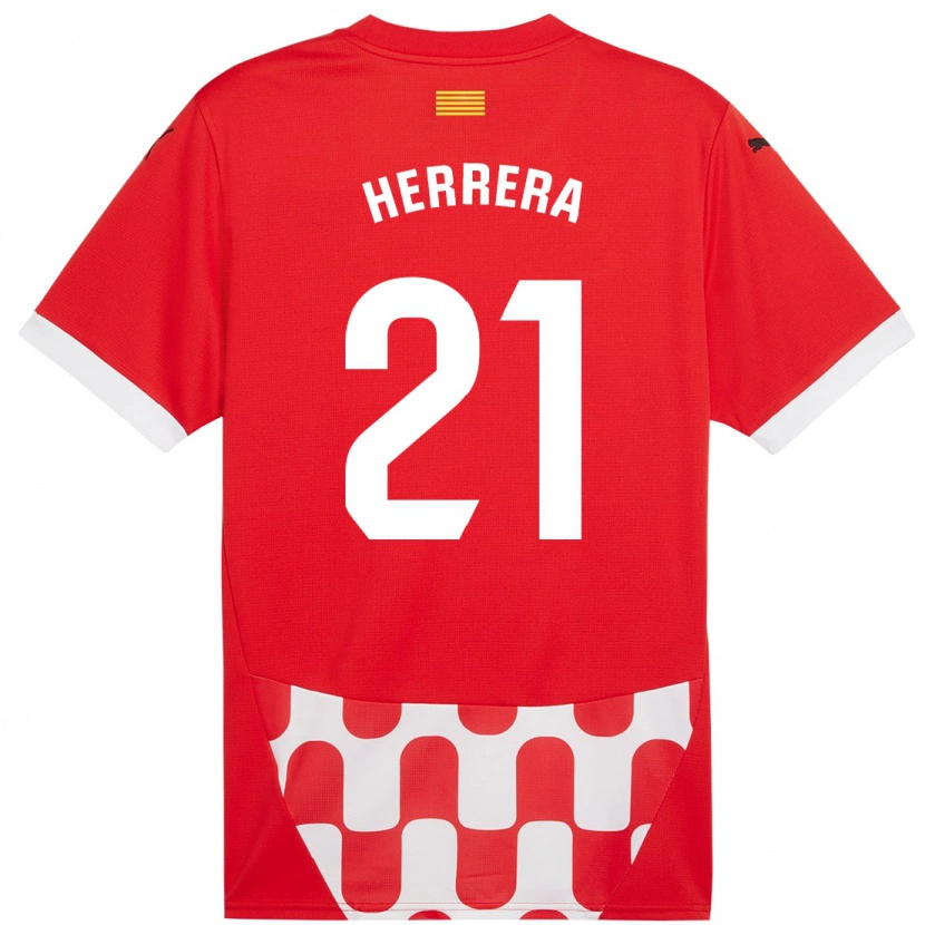 Danxen Femme Maillot Yangel Herrera #21 Rouge Blanc Tenues Domicile 2024/25 T-Shirt
