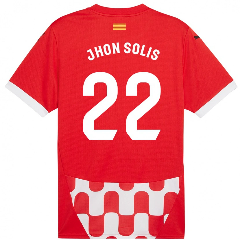 Danxen Femme Maillot Jhon Solís #22 Rouge Blanc Tenues Domicile 2024/25 T-Shirt