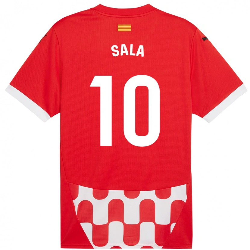 Danxen Femme Maillot Georgina Sala #10 Rouge Blanc Tenues Domicile 2024/25 T-Shirt
