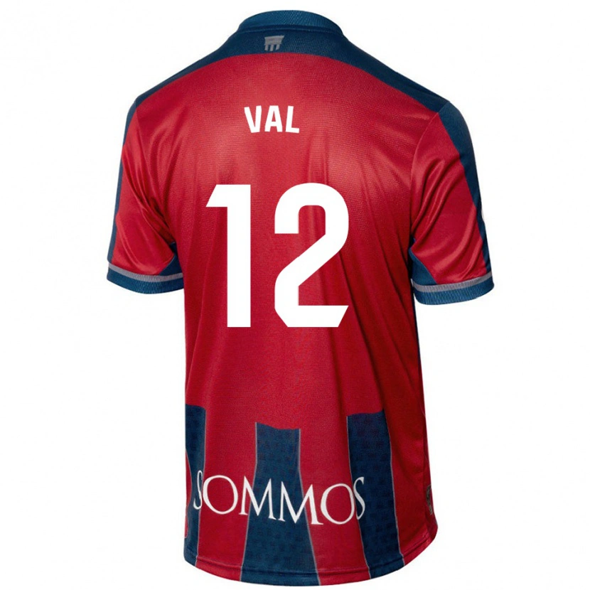 Danxen Femme Maillot Ángel Val #12 Rouge Bleu Tenues Domicile 2024/25 T-Shirt