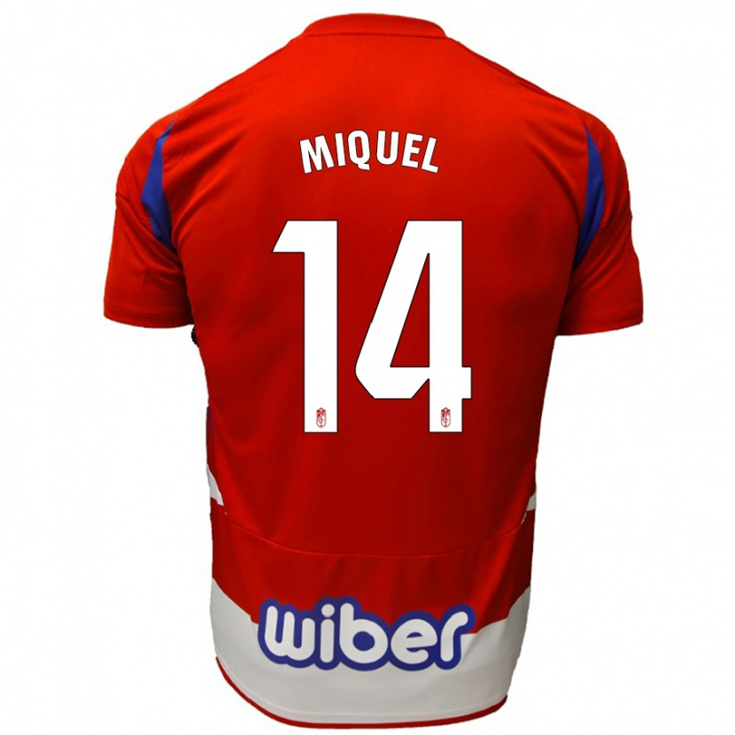 Danxen Femme Maillot Ignasi Miquel #14 Rouge Blanc Bleu Tenues Domicile 2024/25 T-Shirt