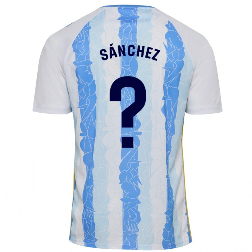 Danxen Femme Maillot Álvaro Sánchez #0 Blanc Bleu Tenues Domicile 2024/25 T-Shirt