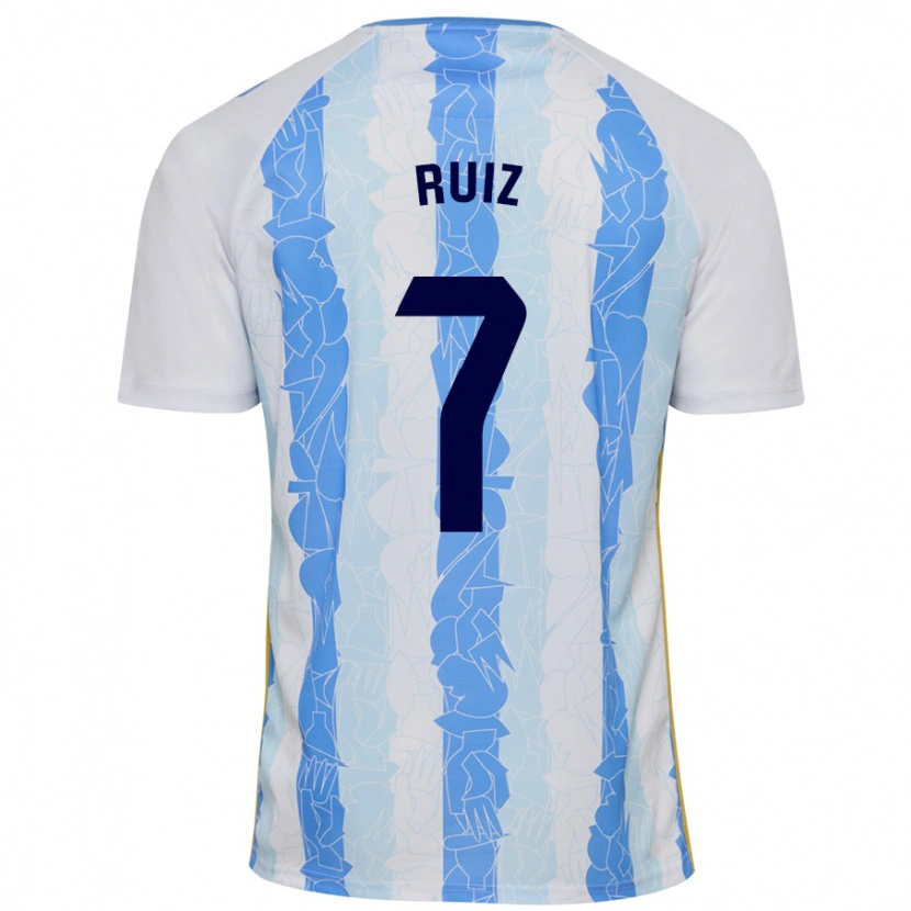 Danxen Femme Maillot María Ruiz #7 Blanc Bleu Tenues Domicile 2024/25 T-Shirt