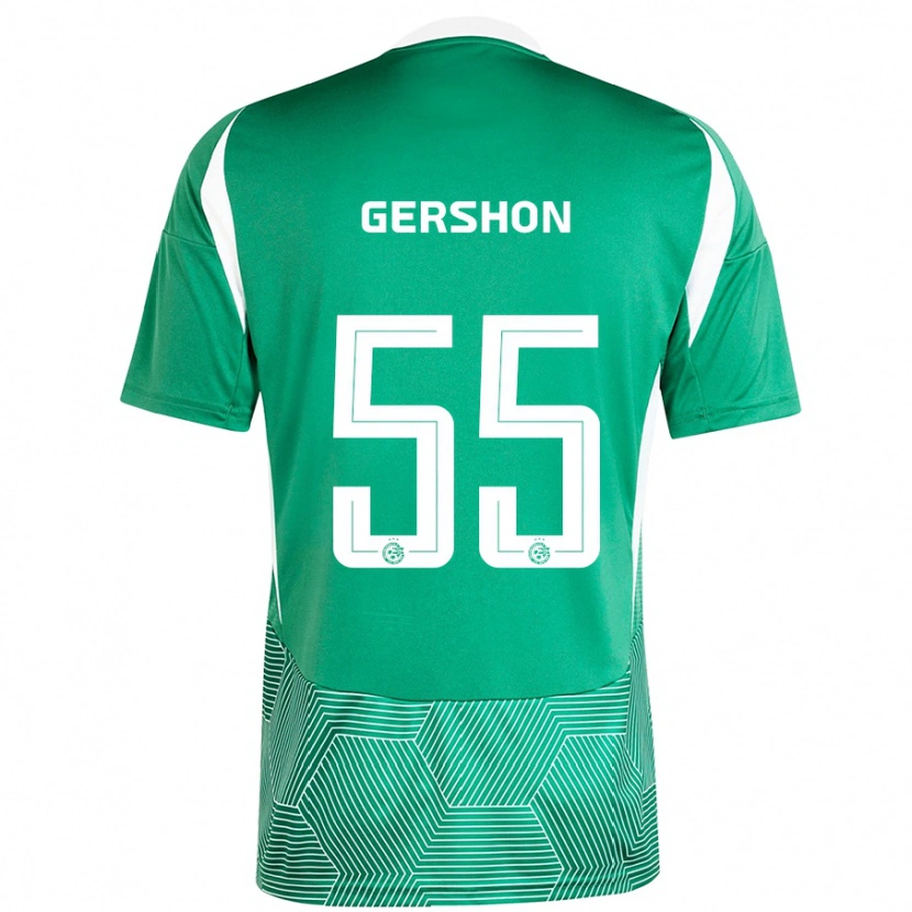 Danxen Femme Maillot Rami Gershon #55 Vert Blanc Tenues Domicile 2024/25 T-Shirt