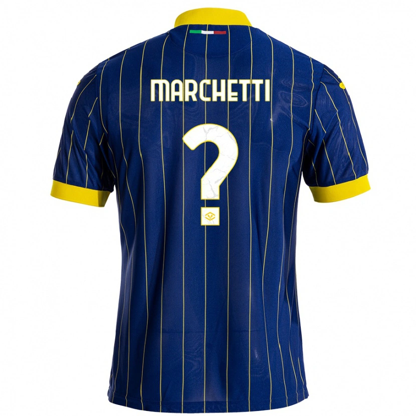 Danxen Femme Maillot Nicolò Marchetti #0 Bleu Jaune Tenues Domicile 2024/25 T-Shirt