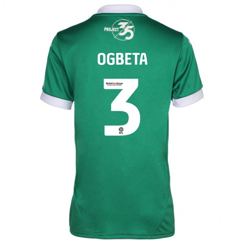 Danxen Femme Maillot Nathanael Ogbeta #3 Vert Blanc Tenues Domicile 2024/25 T-Shirt
