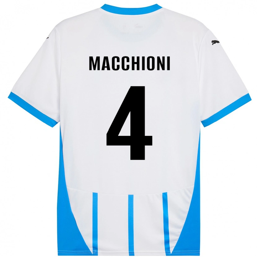 Danxen Femme Maillot Tommaso Macchioni #4 Blanc Bleu Tenues Extérieur 2024/25 T-Shirt