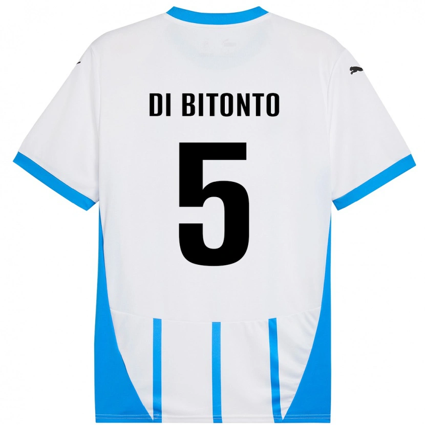 Danxen Femme Maillot Alessandro Di Bitonto #5 Blanc Bleu Tenues Extérieur 2024/25 T-Shirt