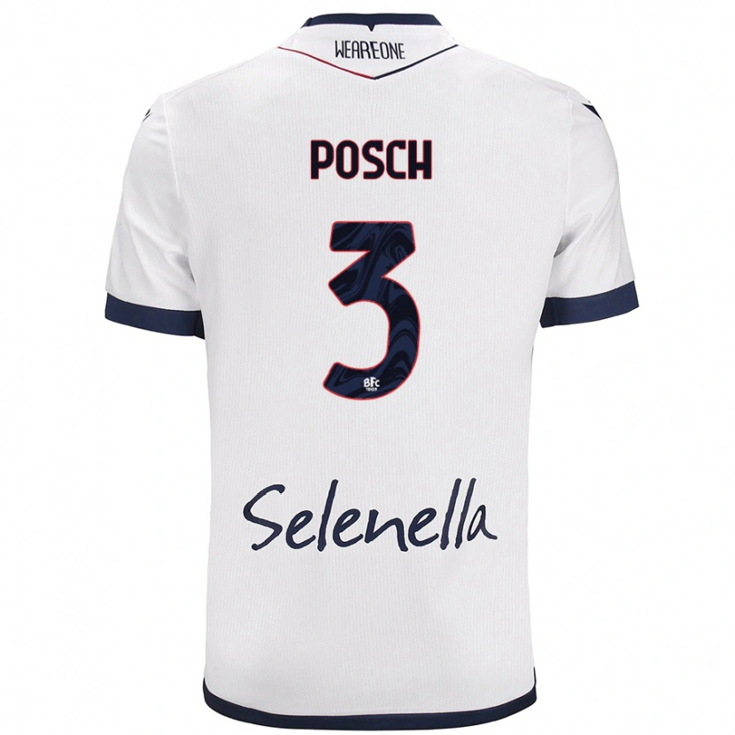 Danxen Femme Maillot Stefan Posch #3 Blanc Bleu Royal Tenues Extérieur 2024/25 T-Shirt