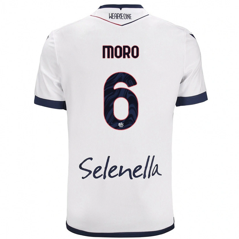 Danxen Femme Maillot Nikola Moro #6 Blanc Bleu Royal Tenues Extérieur 2024/25 T-Shirt