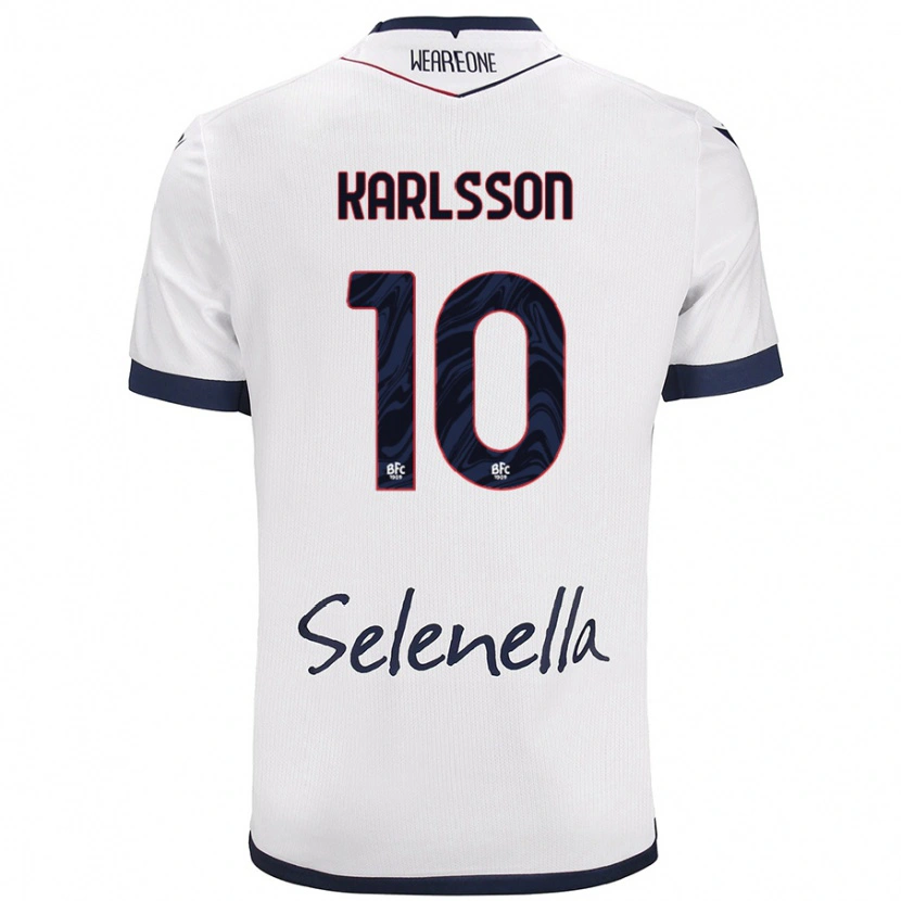 Danxen Femme Maillot Jesper Karlsson #10 Blanc Bleu Royal Tenues Extérieur 2024/25 T-Shirt