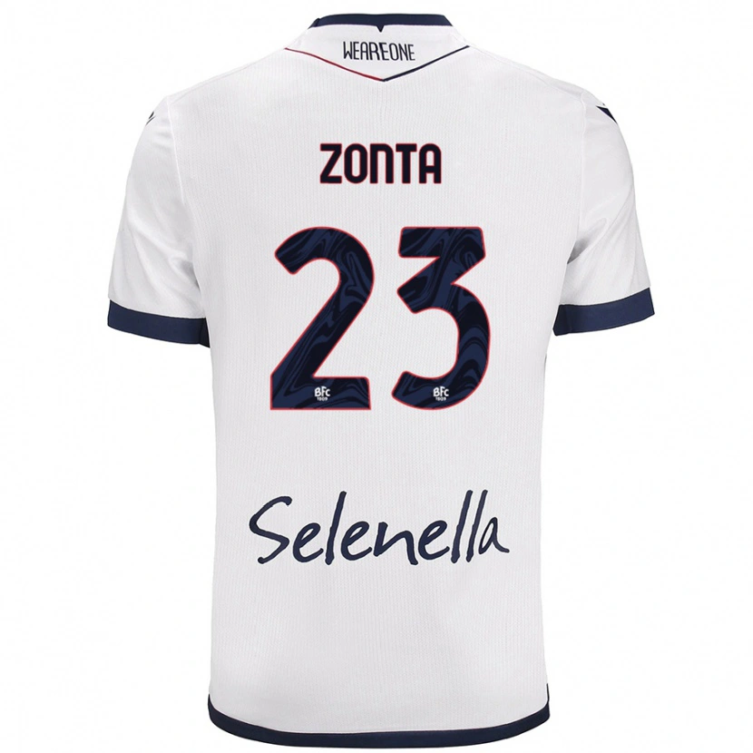 Danxen Femme Maillot Alessandro Zonta #23 Blanc Bleu Royal Tenues Extérieur 2024/25 T-Shirt