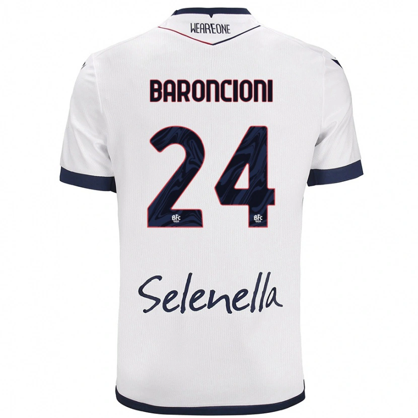 Danxen Femme Maillot Davide Baroncioni #24 Blanc Bleu Royal Tenues Extérieur 2024/25 T-Shirt