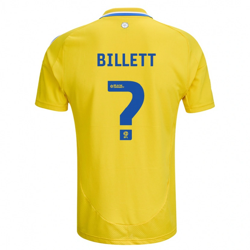 Danxen Femme Maillot Joe Billett #0 Jaune Bleu Tenues Extérieur 2024/25 T-Shirt