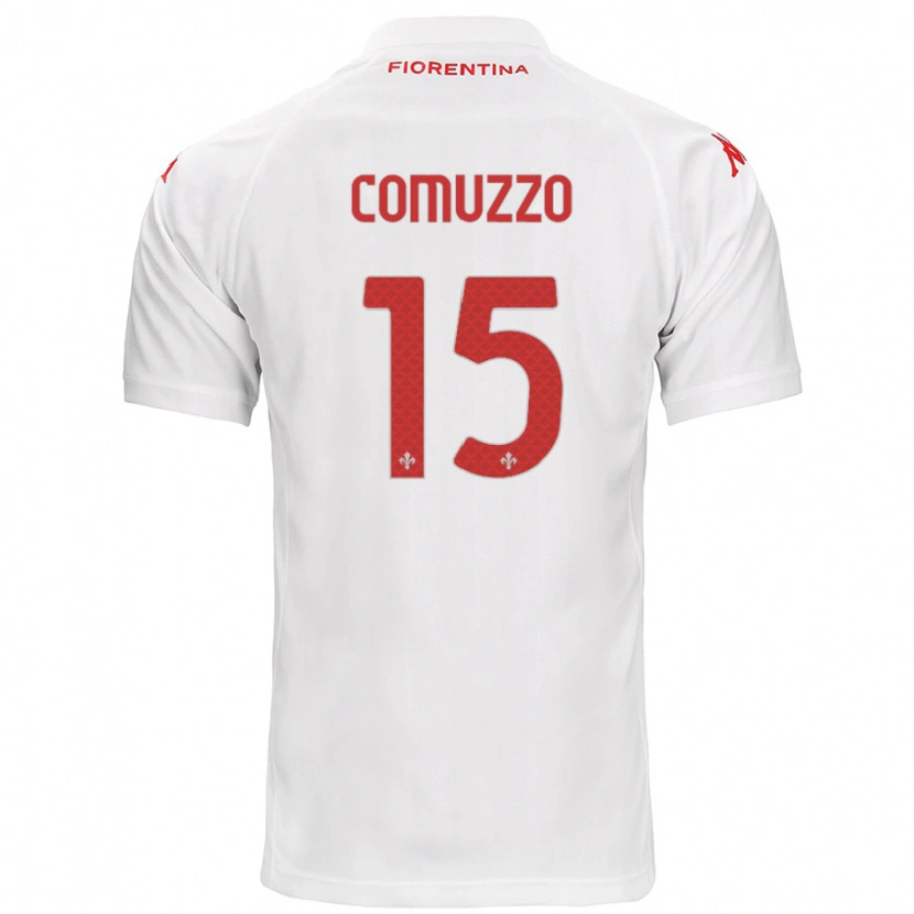 Danxen Femme Maillot Pietro Comuzzo #15 Blanc Tenues Extérieur 2024/25 T-Shirt