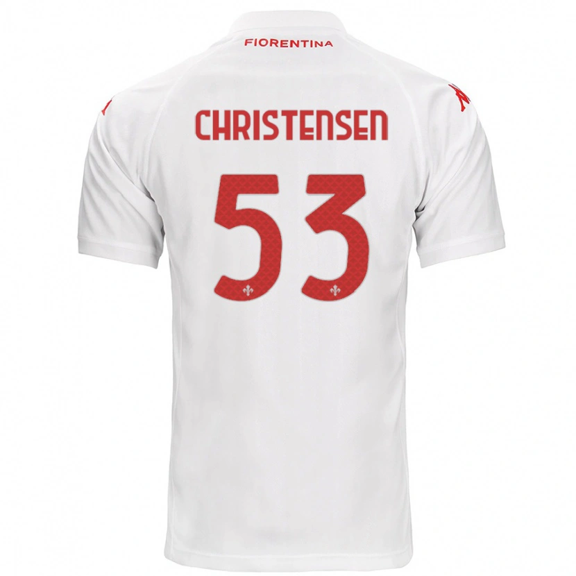 Danxen Femme Maillot Oliver Christensen #53 Blanc Tenues Extérieur 2024/25 T-Shirt