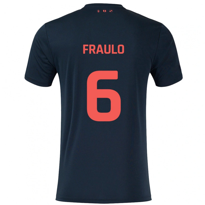 Danxen Femme Maillot Oscar Fraulo #6 Noir Rouge Tenues Extérieur 2024/25 T-Shirt