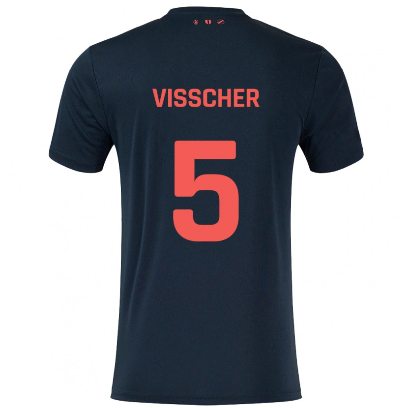 Danxen Femme Maillot Amber Visscher #5 Noir Rouge Tenues Extérieur 2024/25 T-Shirt