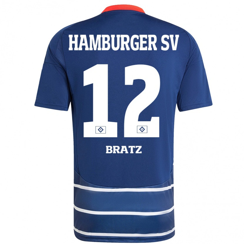 Danxen Femme Maillot Julian Brätz #12 Bleu Foncé Tenues Extérieur 2024/25 T-Shirt