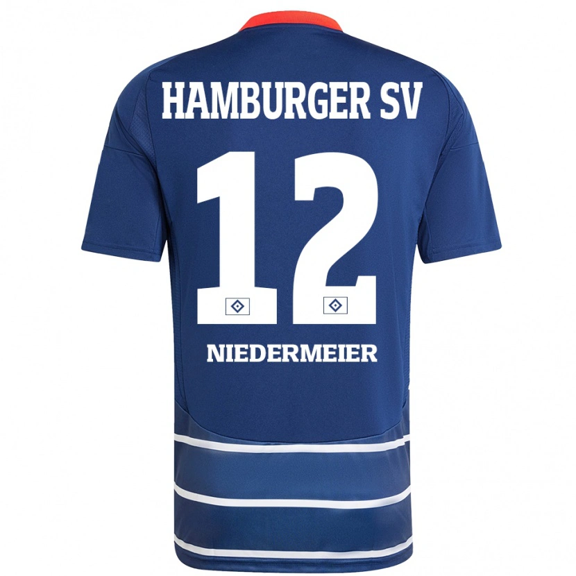 Danxen Femme Maillot Philipp Niedermeier #12 Bleu Foncé Tenues Extérieur 2024/25 T-Shirt