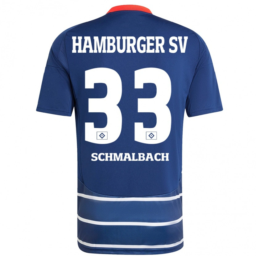 Danxen Femme Maillot Sebastian Schmalbach #33 Bleu Foncé Tenues Extérieur 2024/25 T-Shirt