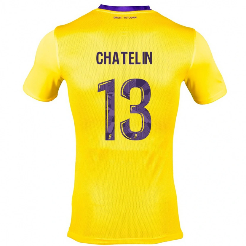Danxen Femme Maillot Delphin Chatelin #13 Jaune Violet Tenues Extérieur 2024/25 T-Shirt