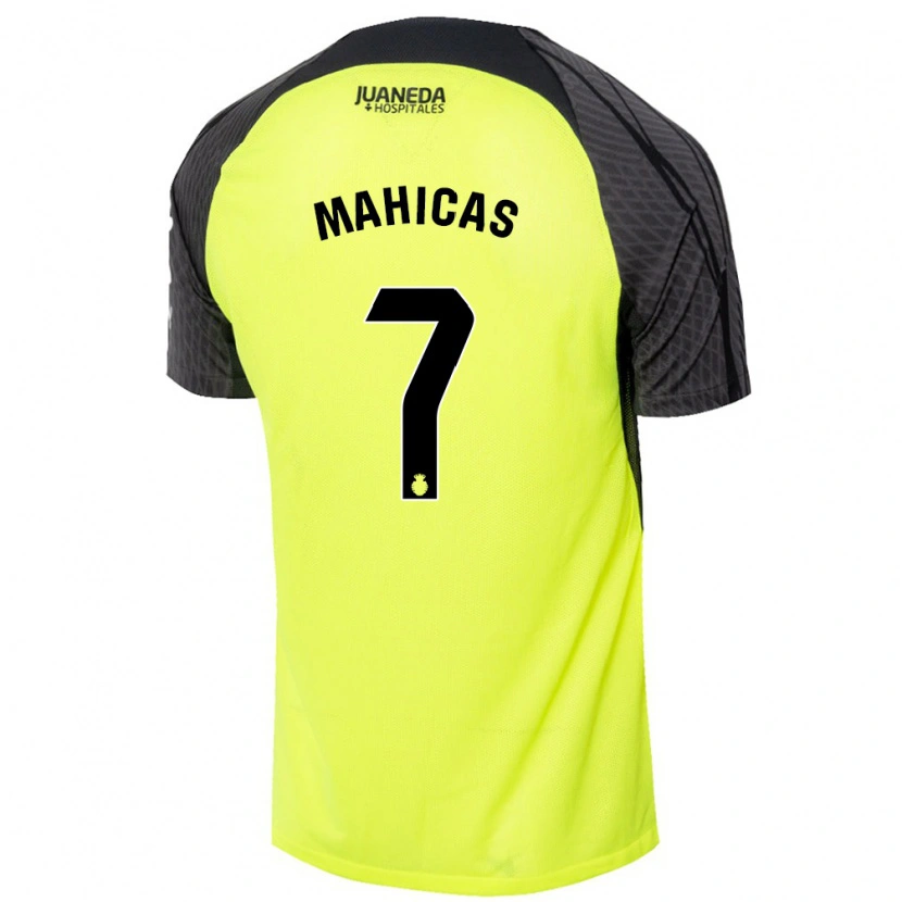 Danxen Femme Maillot Julián Mahicas #7 Vert Fluo Noir Tenues Extérieur 2024/25 T-Shirt