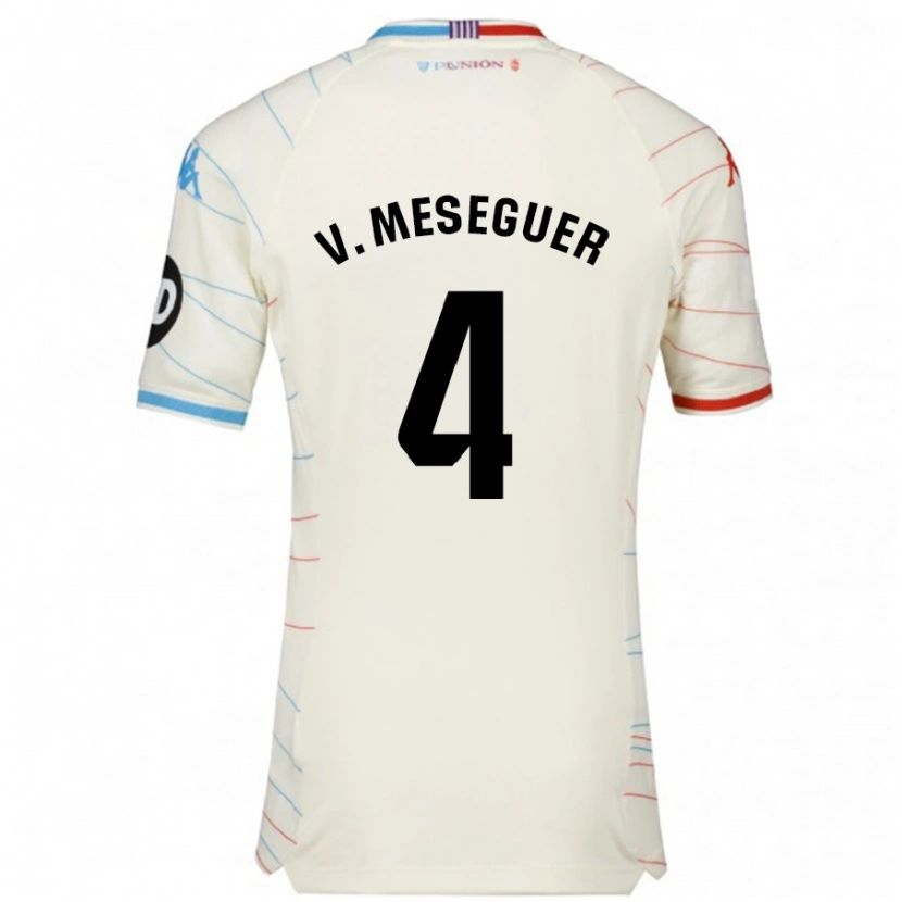 Danxen Femme Maillot Víctor Meseguer #4 Blanc Rouge Bleu Tenues Extérieur 2024/25 T-Shirt