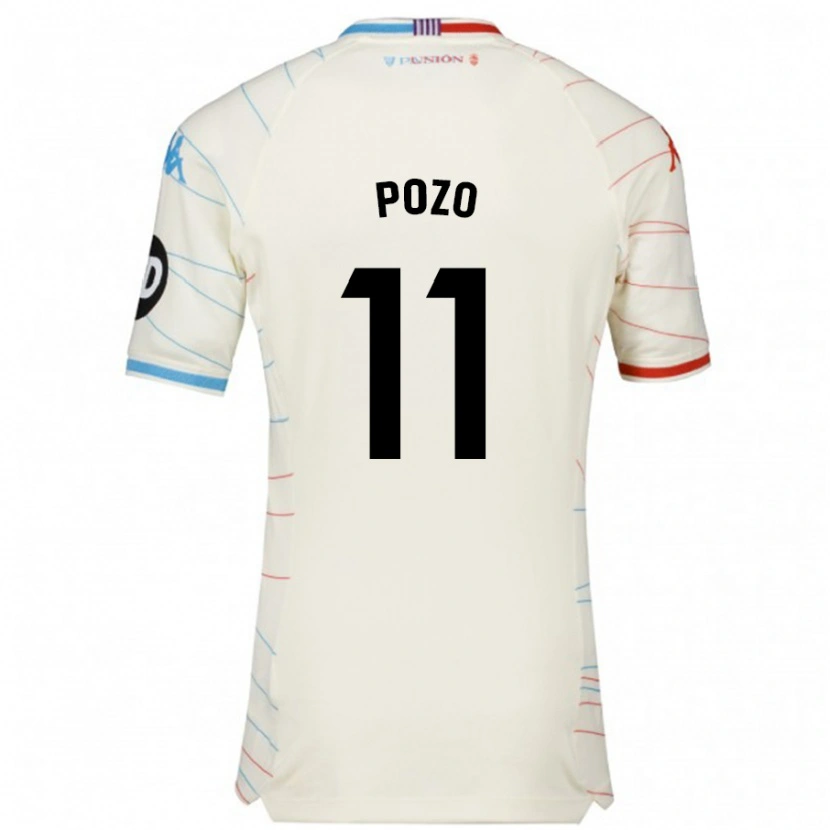 Danxen Femme Maillot Manuel Pozo #11 Blanc Rouge Bleu Tenues Extérieur 2024/25 T-Shirt
