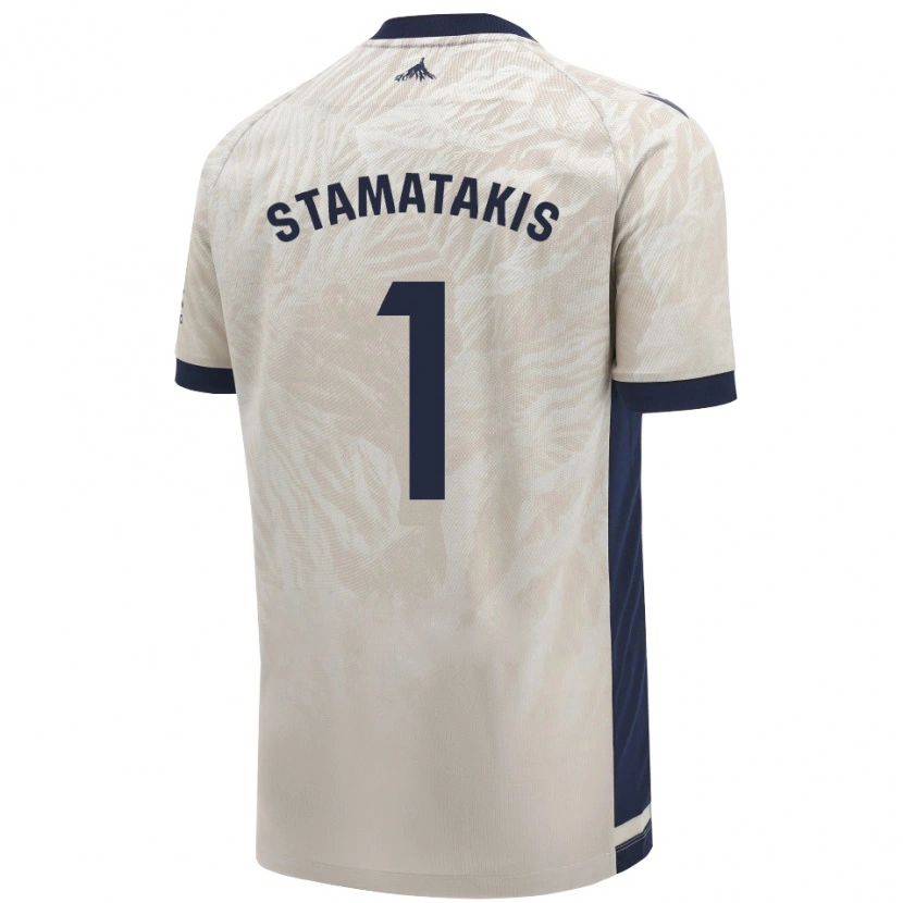 Danxen Femme Maillot Dimitrios Stamatakis #1 Gris Clair Tenues Extérieur 2024/25 T-Shirt