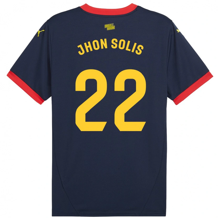 Danxen Femme Maillot Jhon Solís #22 Bleu Marine Rouge Tenues Extérieur 2024/25 T-Shirt