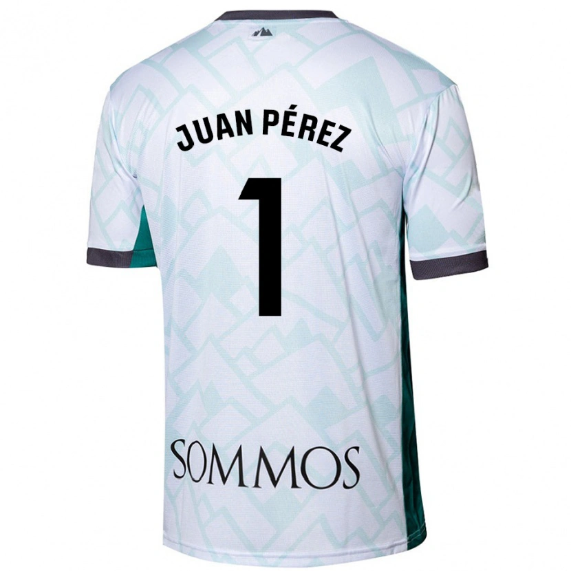 Danxen Femme Maillot Juan Pérez #1 Blanc Vert Tenues Extérieur 2024/25 T-Shirt