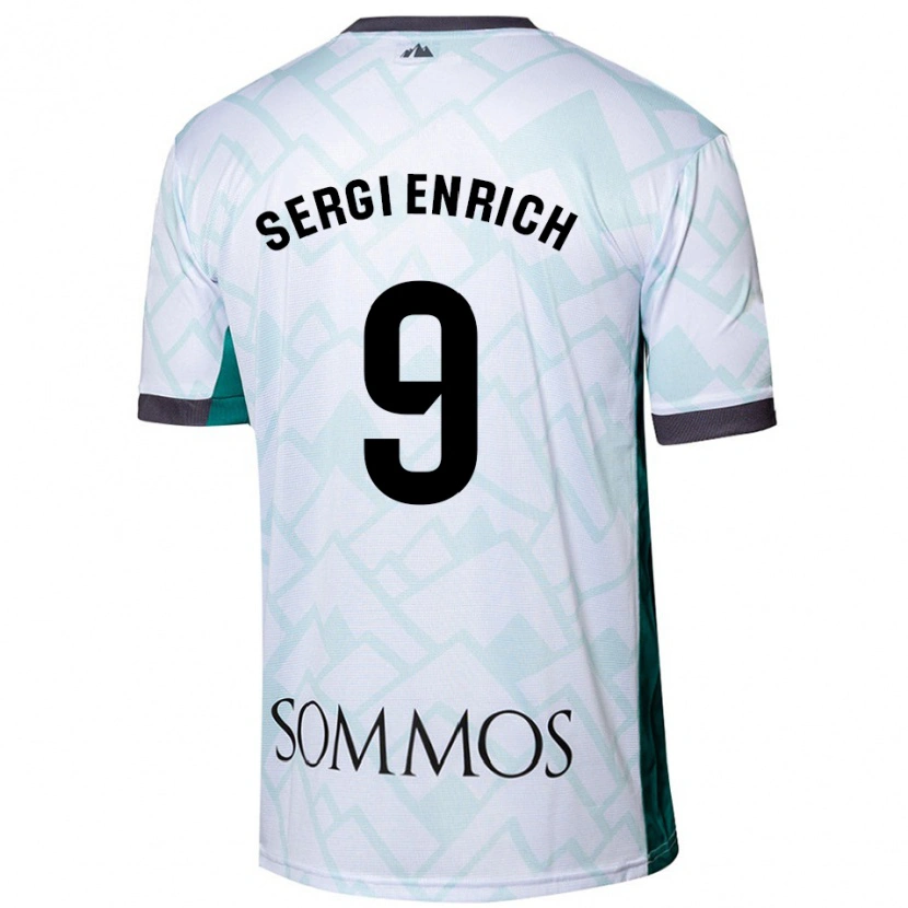 Danxen Femme Maillot Sergi Enrich #9 Blanc Vert Tenues Extérieur 2024/25 T-Shirt